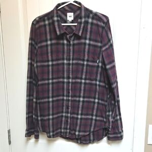 Vans Red and Black Casual Button Down Shirt Long Sleeve XL Breast Pockets